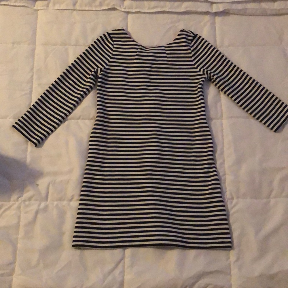 Navy blue and white striped dress